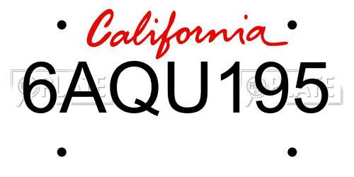 6AQU195 California License Plate
