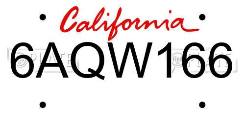 6AQW166 California License Plate