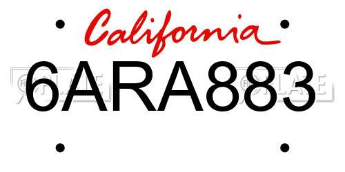 6ARA883 California License Plate