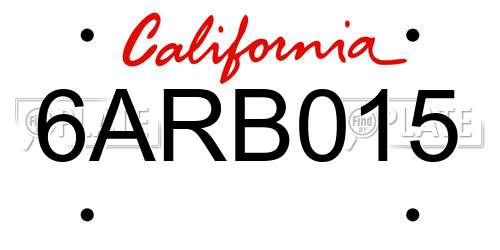 6ARB015 California License Plate