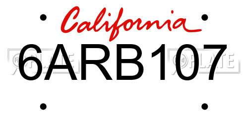 6ARB107 California License Plate