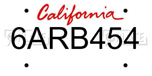 6ARB454 California License Plate