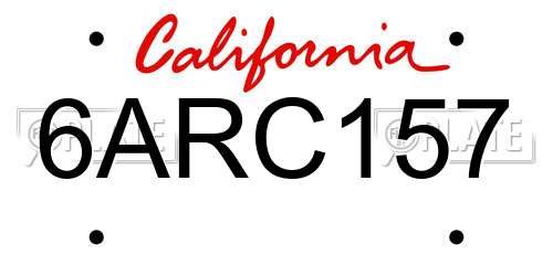 6ARC157 California License Plate