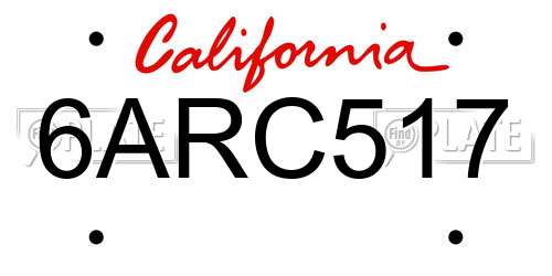 6ARC517 California License Plate