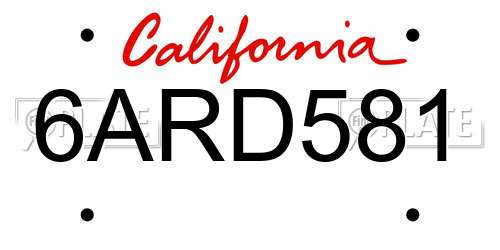 6ARD581 California License Plate