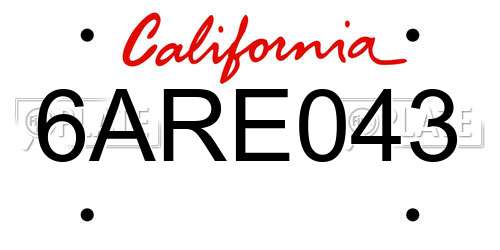 6ARE043 California License Plate