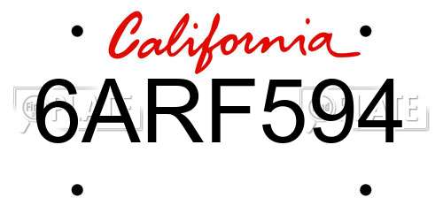 6ARF594 California License Plate