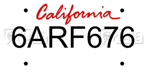 6ARF676 California License Plate