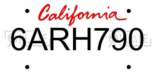 6ARH790 California License Plate