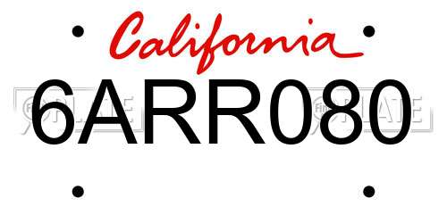 6ARR080 California License Plate