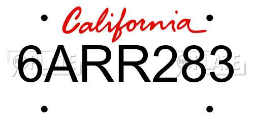 6ARR283 California License Plate