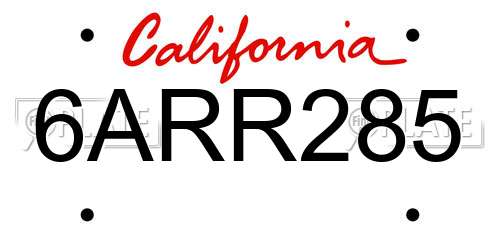 6ARR285 California License Plate