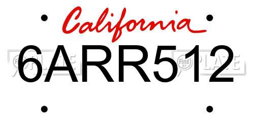 6ARR512 California License Plate