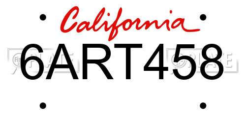 6ART458 California License Plate