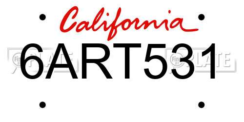 6ART531 California License Plate