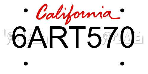 6ART570 California License Plate