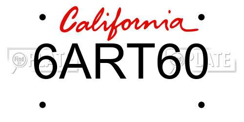 6ART60 California License Plate
