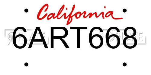6ART668 California License Plate