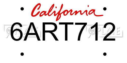 6ART712 California License Plate