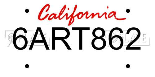 6ART862 California License Plate