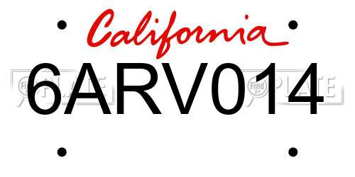 6ARV014 California License Plate