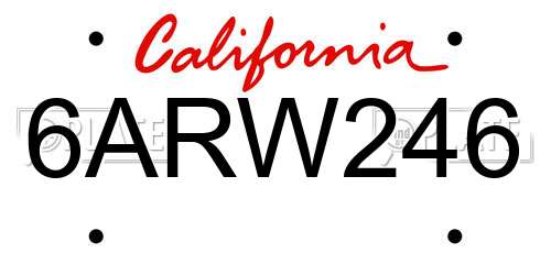 6ARW246 California License Plate