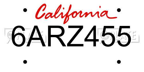 6ARZ455 California License Plate