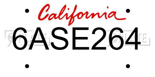 6ASE264 California License Plate