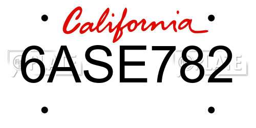 6ASE782 California License Plate