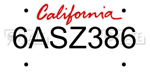 6ASZ386 California License Plate