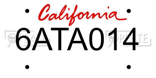 6ATA014 California License Plate