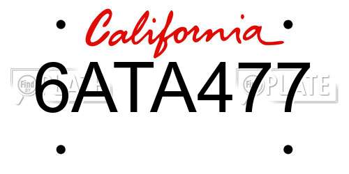 6ATA477 California License Plate