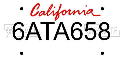 6ATA658 California License Plate