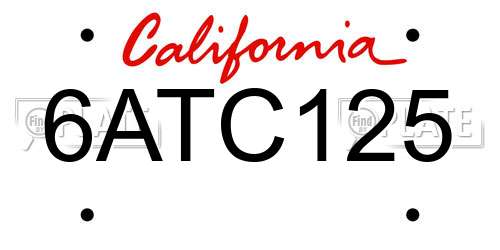 6ATC125 California License Plate