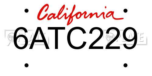 6ATC229 California License Plate
