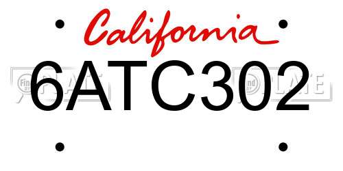 6ATC302 California License Plate