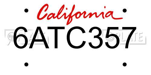 6ATC357 California License Plate