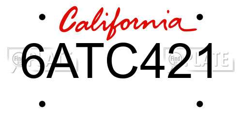 6ATC421 California License Plate