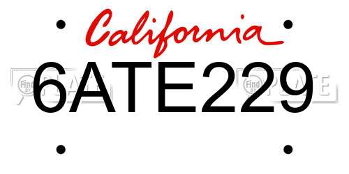 6ATE229 California License Plate