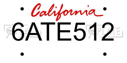 6ATE512 California License Plate
