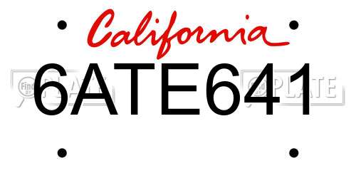 6ATE641 California License Plate