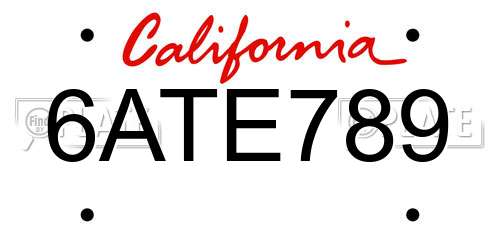 6ATE789 California License Plate