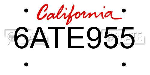 6ATE955 California License Plate