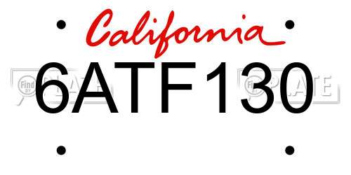 6ATF130 California License Plate