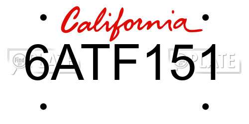 6ATF151 California License Plate