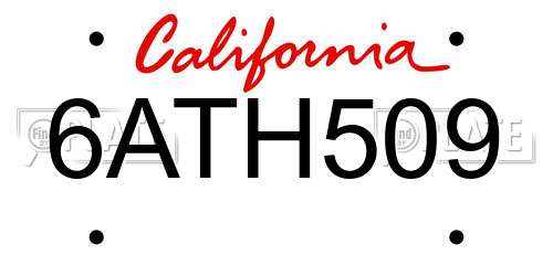 6ATH509 California License Plate