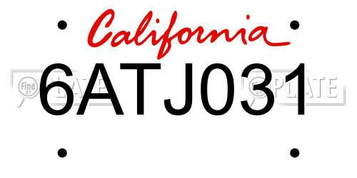 6ATJ031 California License Plate