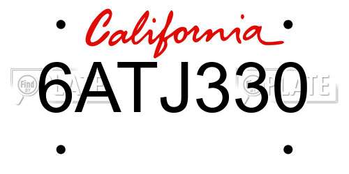 6ATJ330 California License Plate