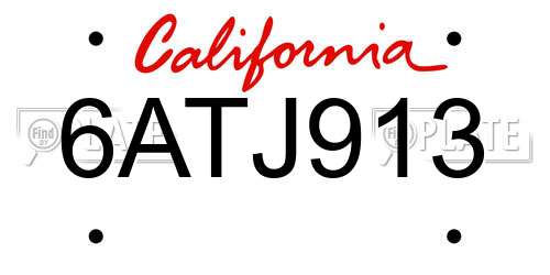 6ATJ913 California License Plate