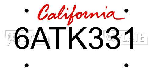 6ATK331 California License Plate